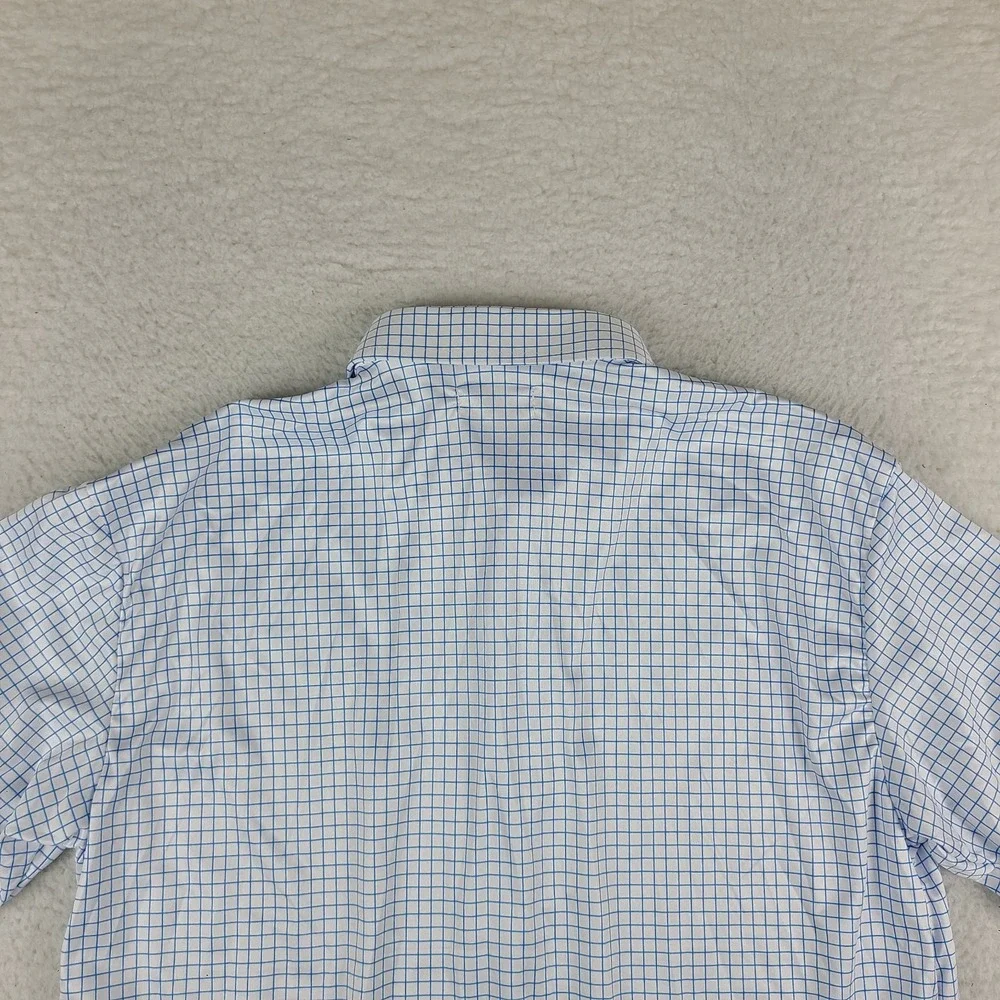 Collars & Co. Dress Polo Shirt Mens Large Tall Blue White Check Performance